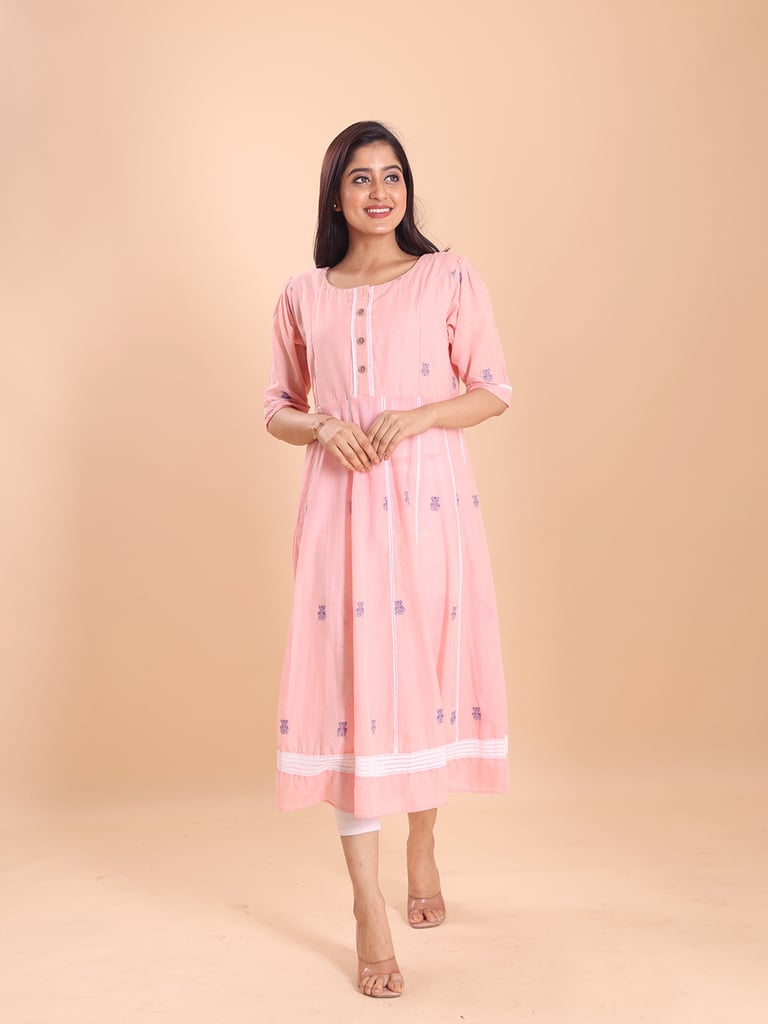 anarkali midi dress Blouson Jamdani Anarkali Midi Dress
