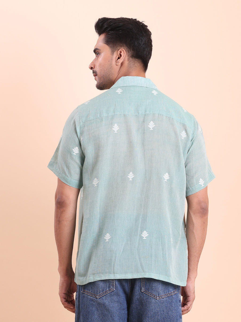 BLOUSON MEN'S JAMDANI SHIRT- OLIVE