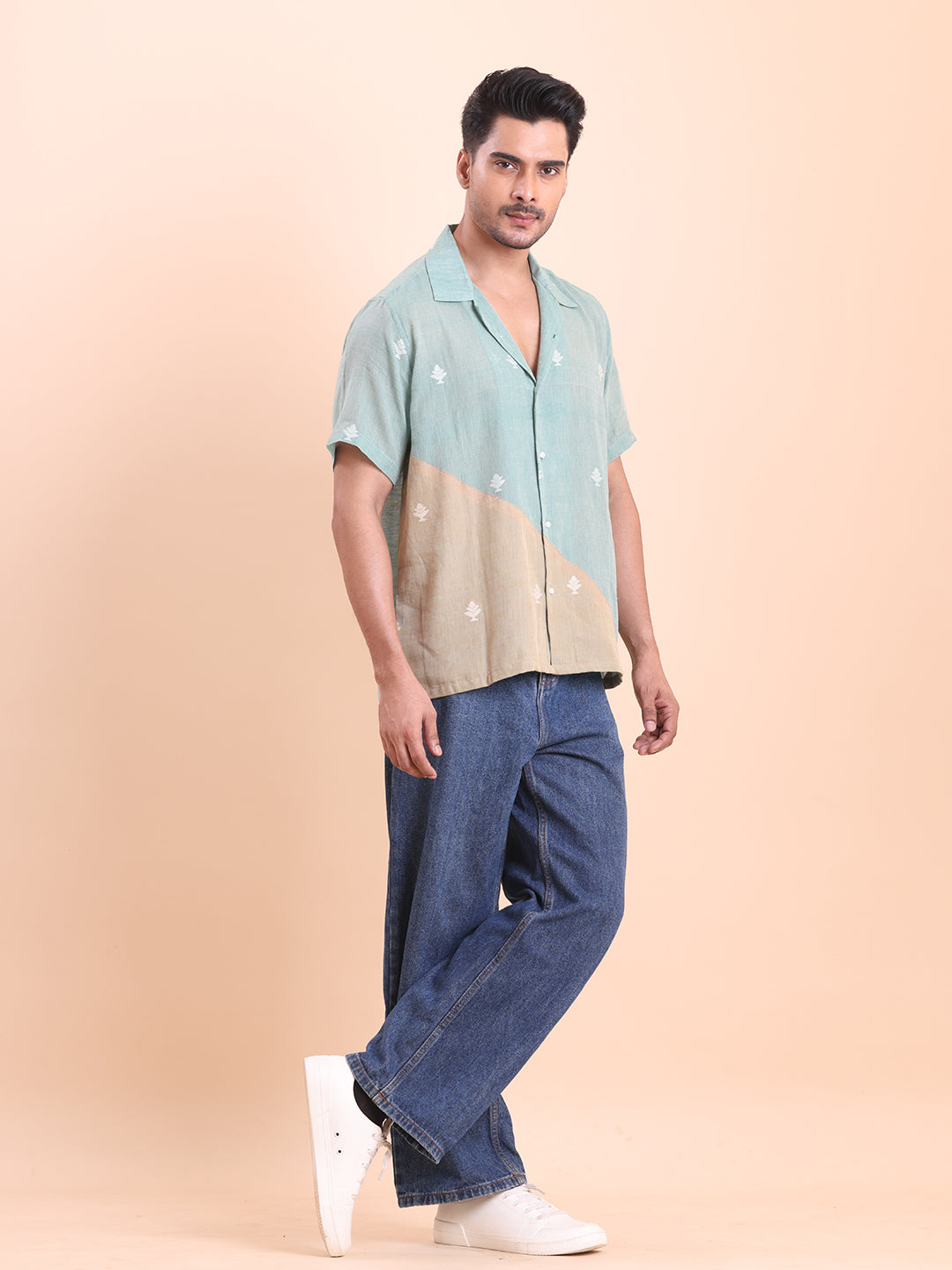 BLOUSON MEN'S JAMDANI SHIRT- OLIVE