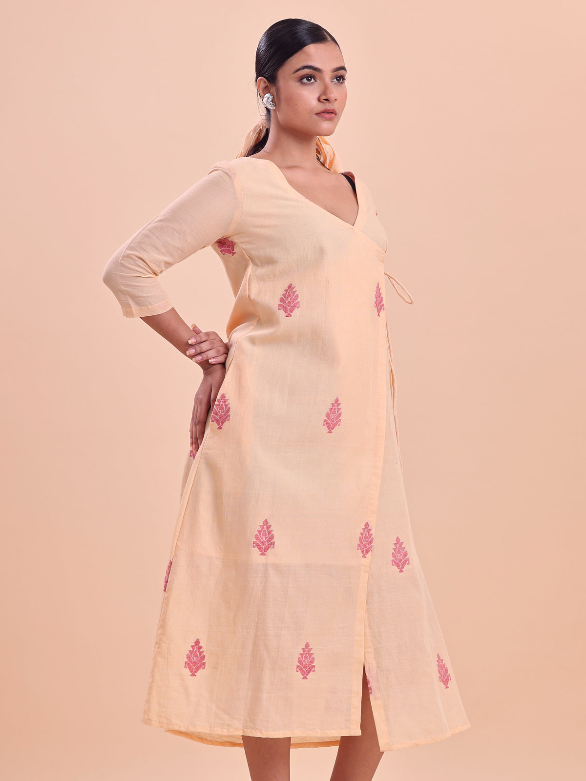 Jamdani wrap Dress- Chandan