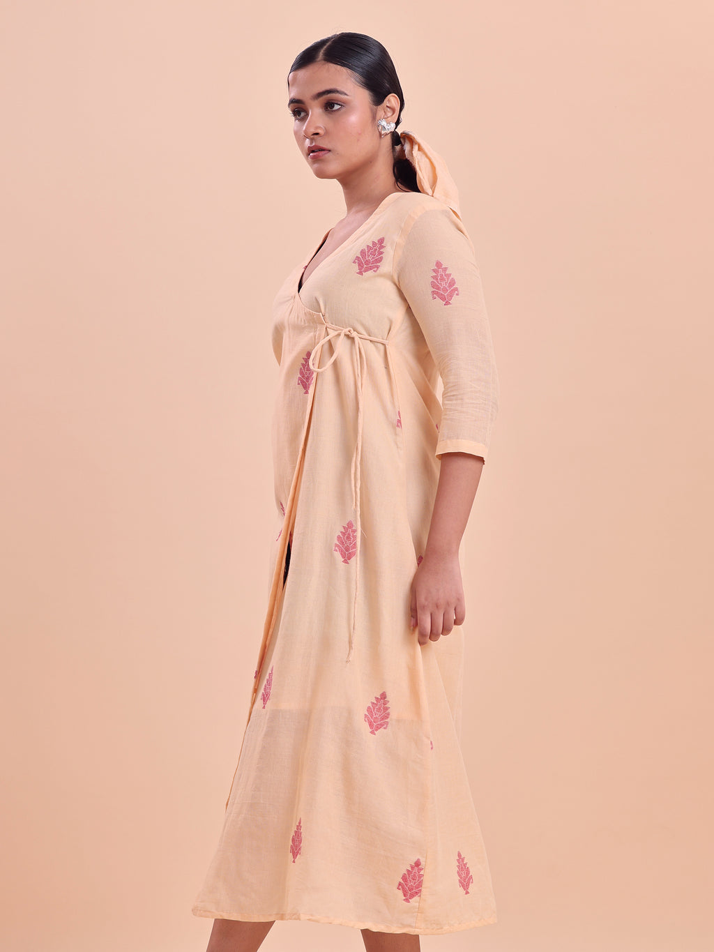 Jamdani wrap Dress- Chandan