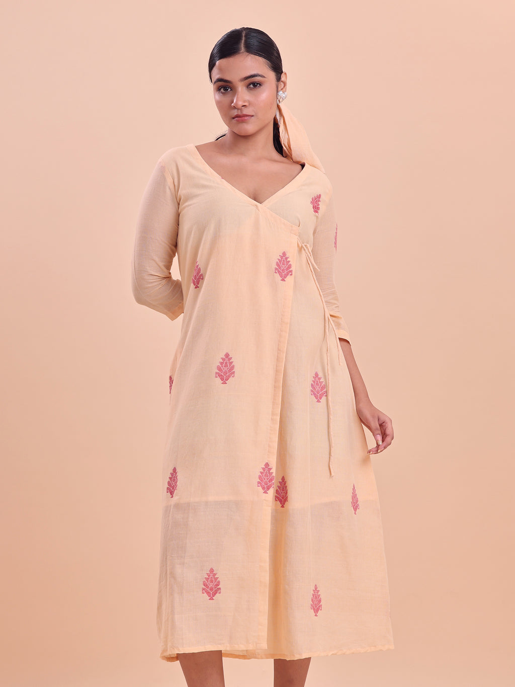 Jamdani wrap Dress- Chandan
