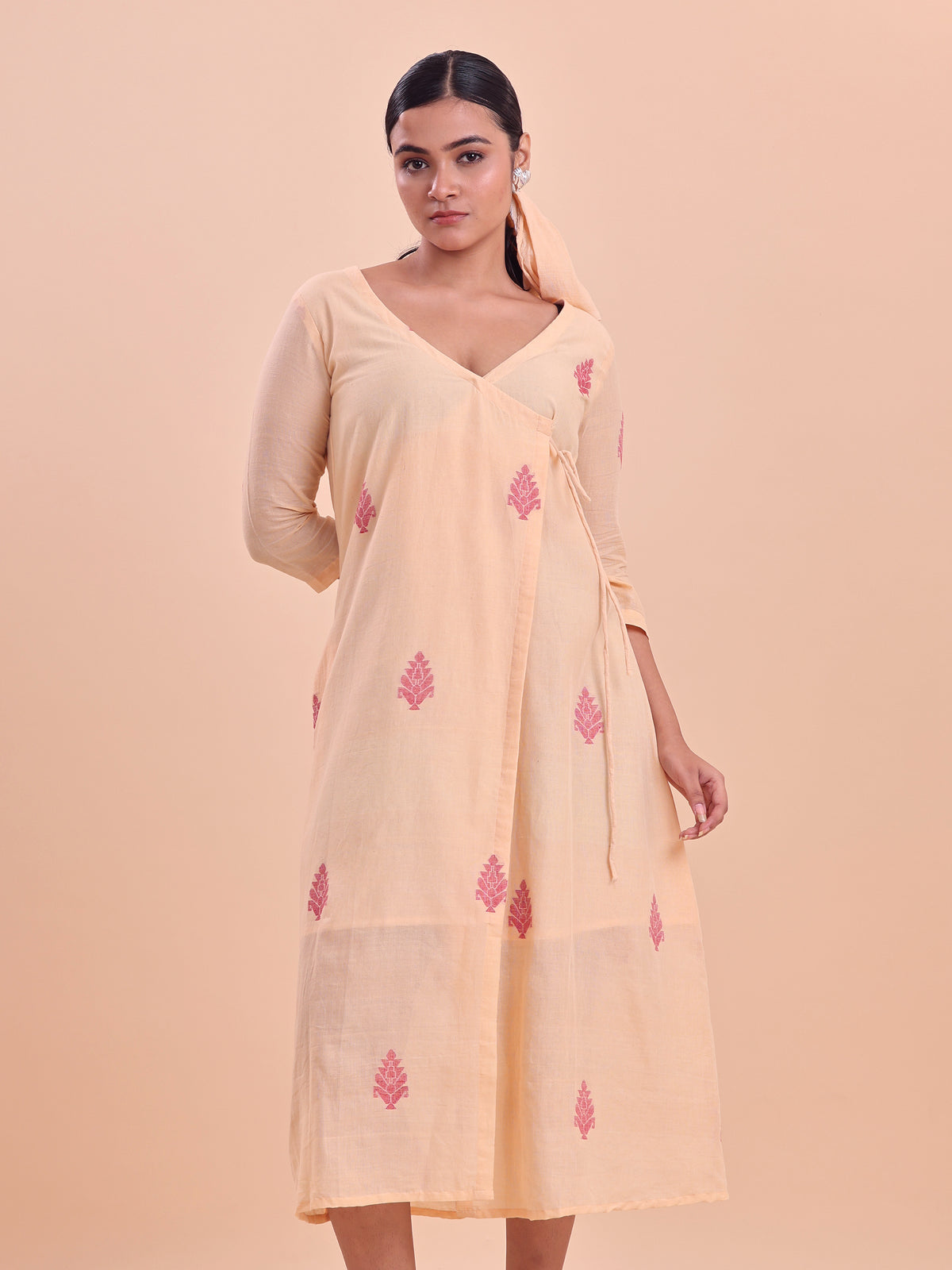 Jamdani wrap Dress- Chandan