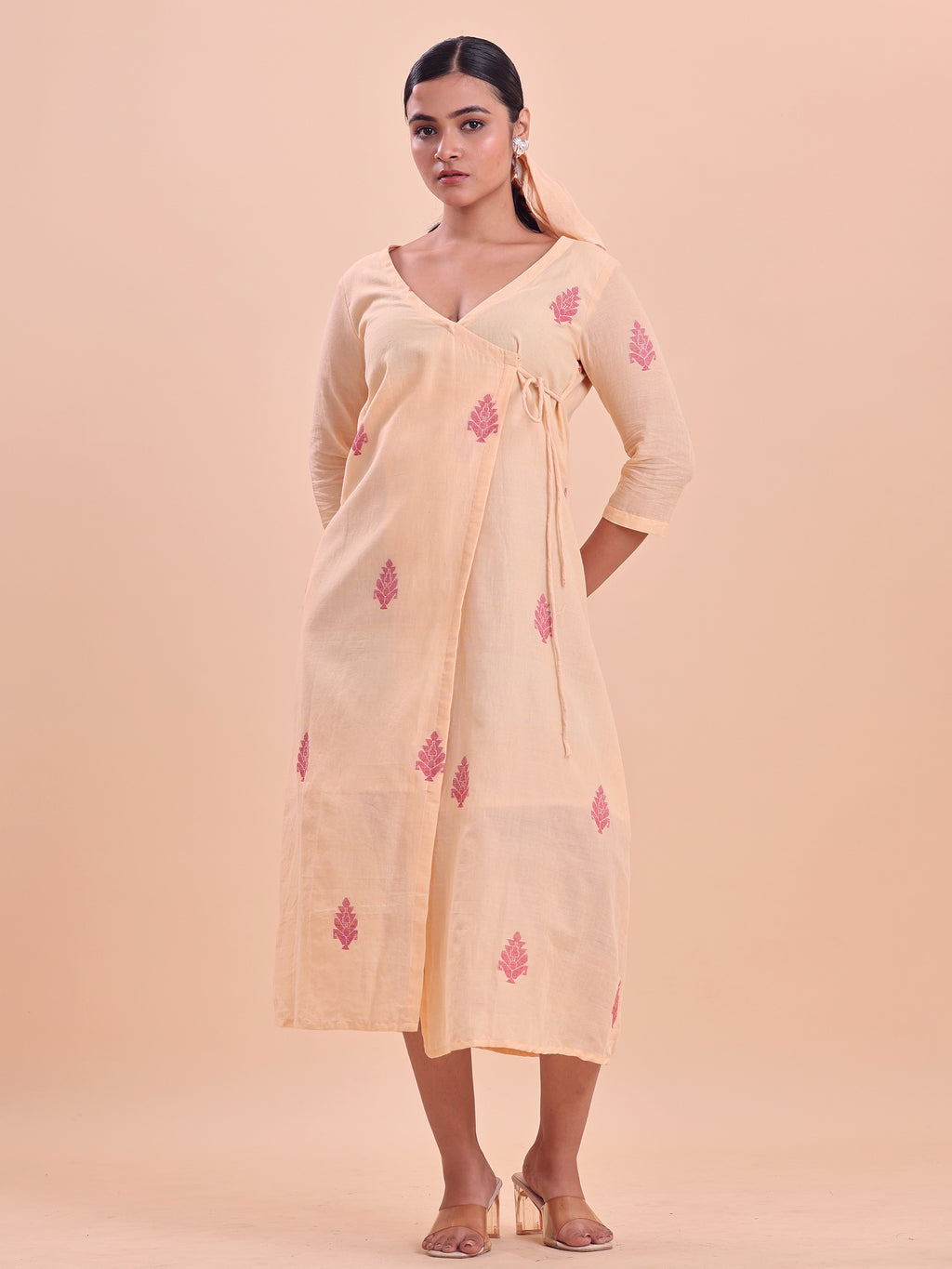 Jamdani wrap Dress- Chandan