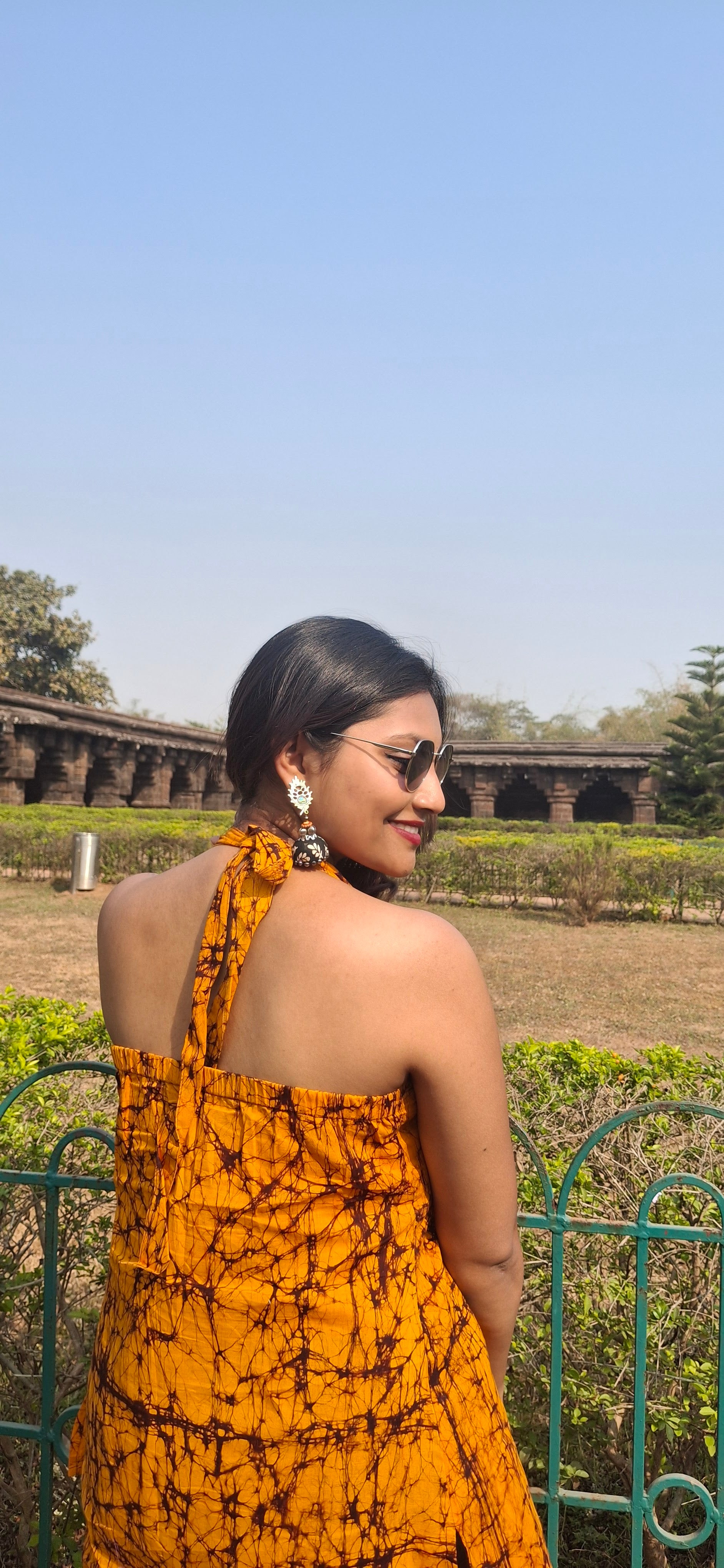 BLOUSON WOMEN COTTON BATIK A-LINE SHORT KURTI- BURNT ORANGE