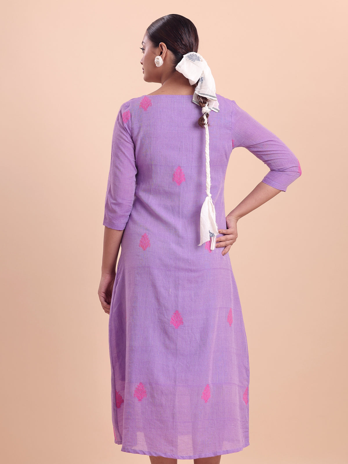 Jamdani Wrap Dress- Lavender