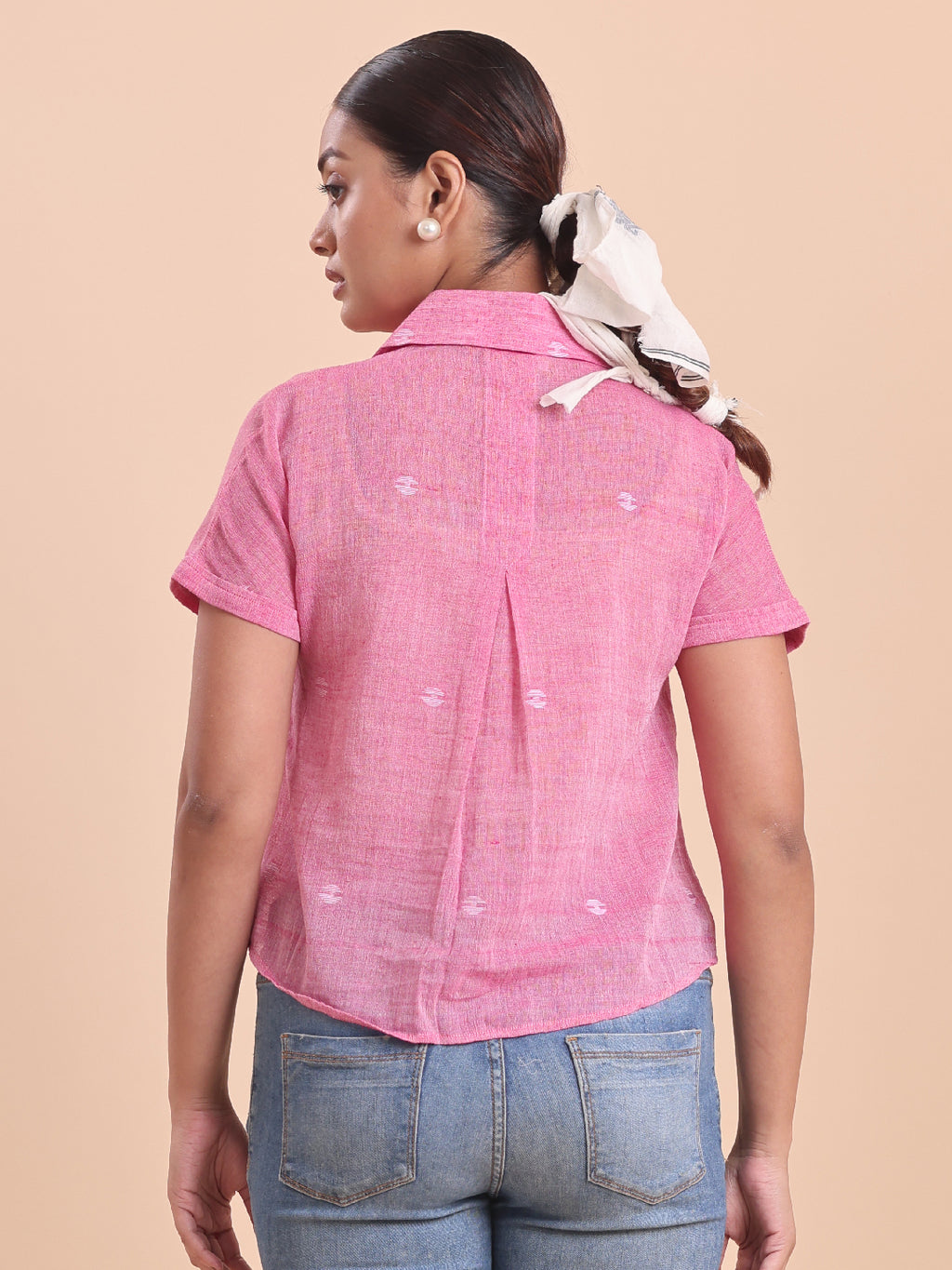 BLOUSON WOMEN COTTON JAMDANI SHIRT- CANDY CRUSH