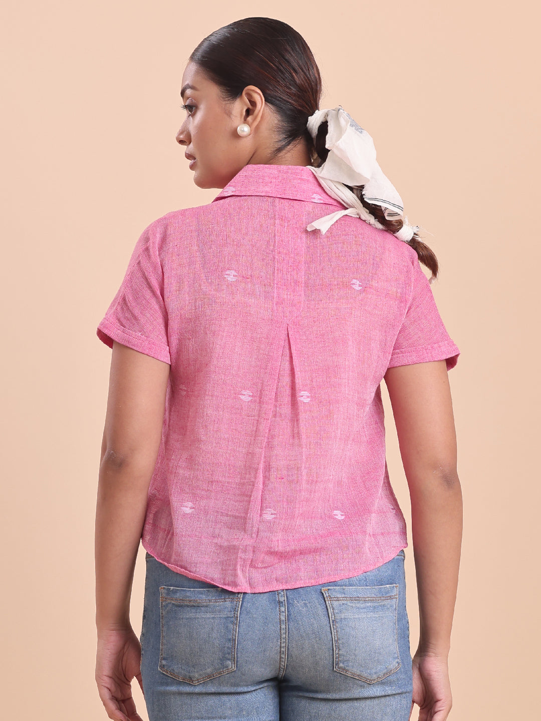 BLOUSON WOMEN COTTON JAMDANI SHIRT- CANDY CRUSH
