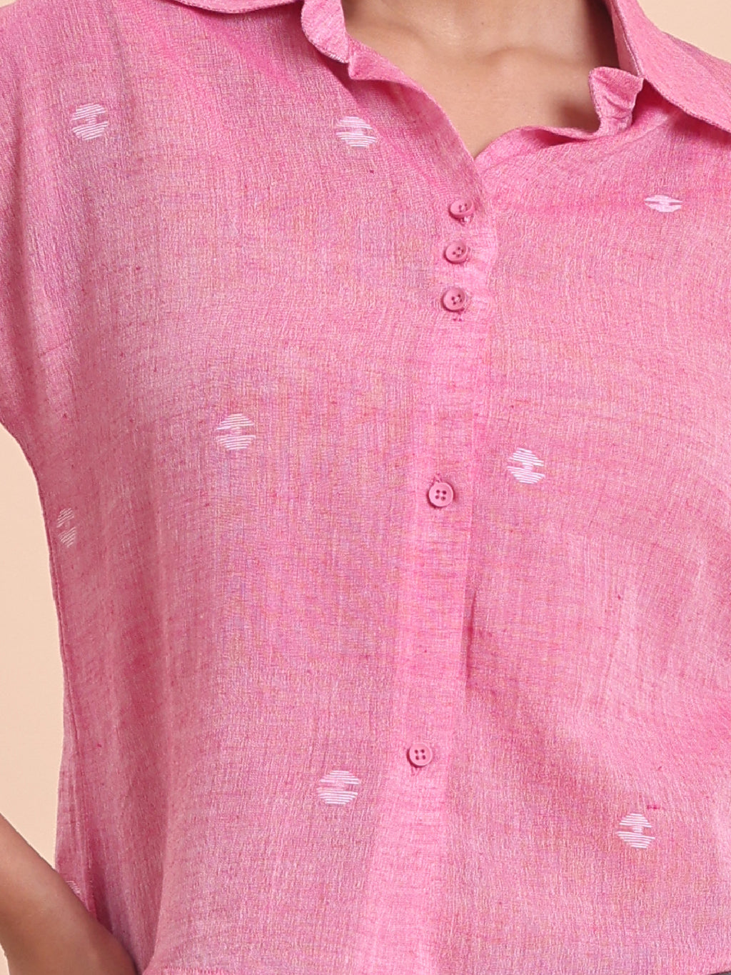 BLOUSON WOMEN COTTON JAMDANI SHIRT- CANDY CRUSH