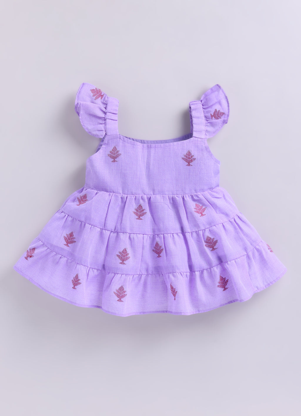 KIDS HANDLOOM JAMDANI DRESS- LILAC