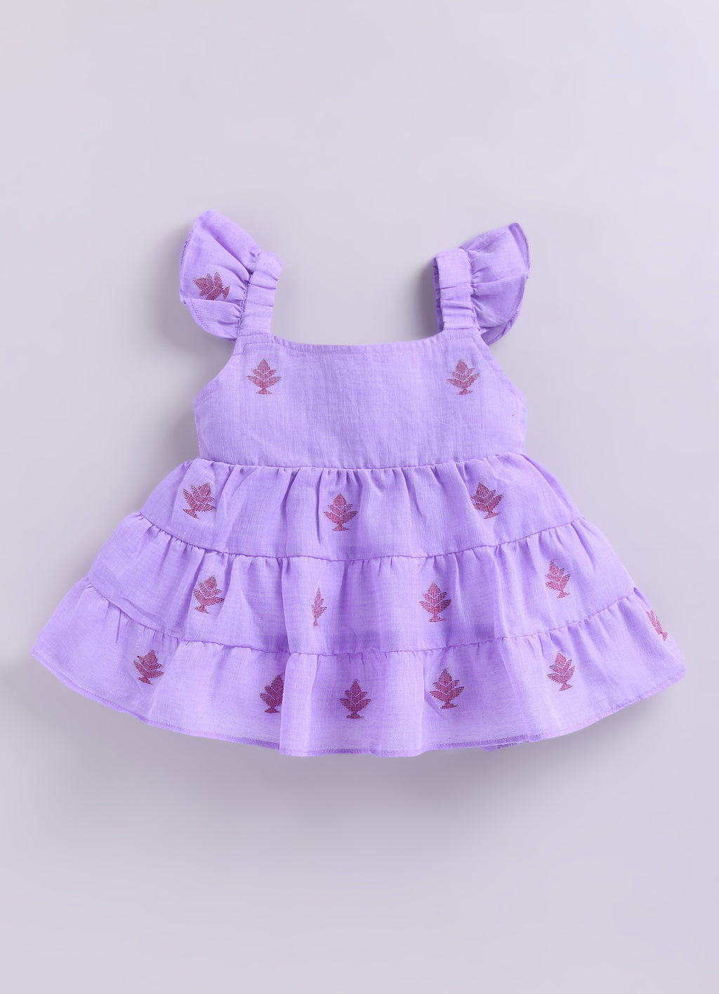 KIDS HANDLOOM JAMDANI DRESS- LILAC