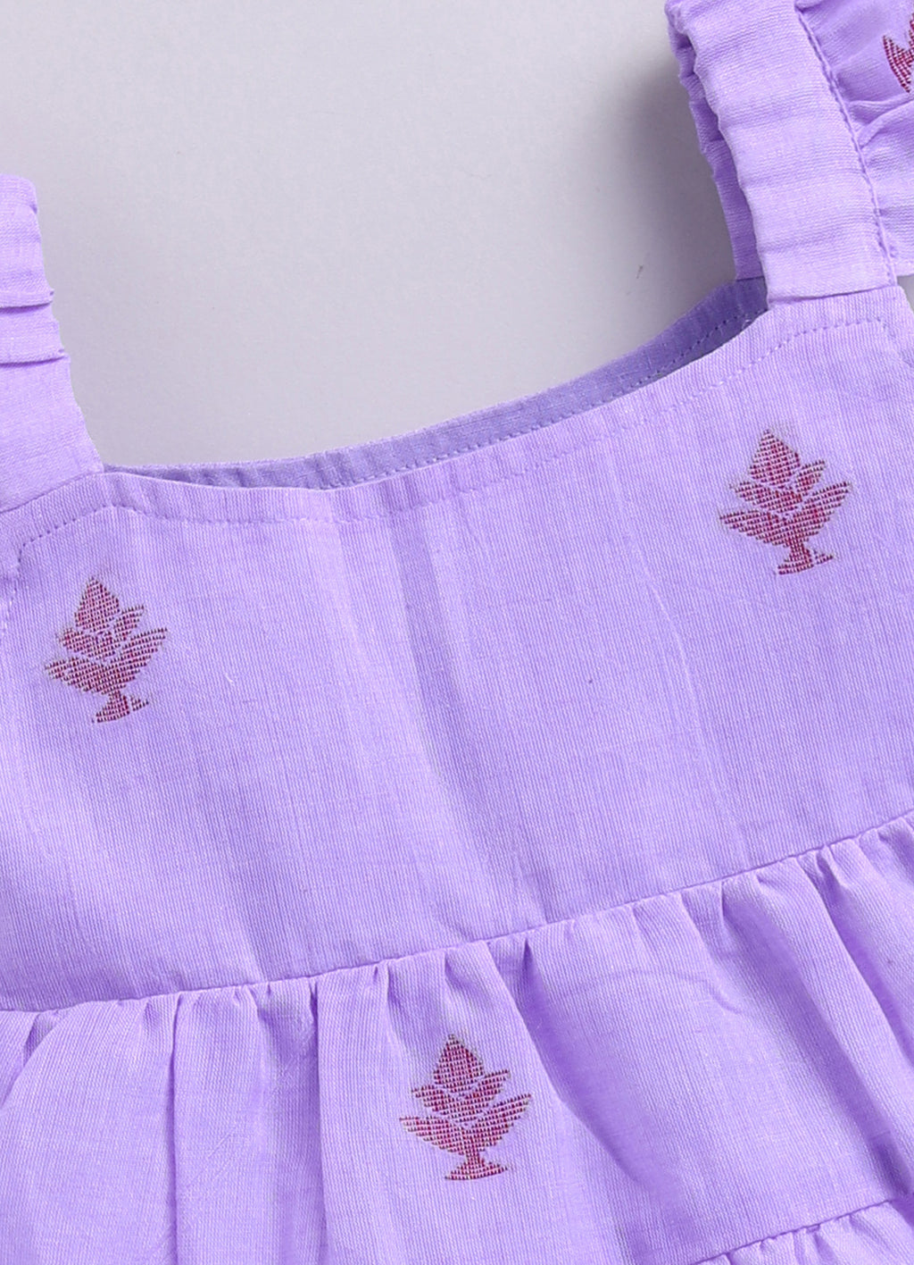 KIDS HANDLOOM JAMDANI DRESS- LILAC