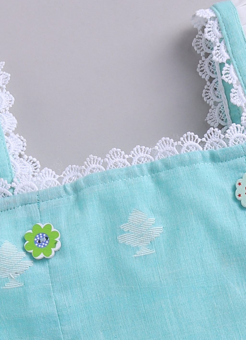 KIDS HANLOOM JAMDANI CO-ORD SET- MINT GREEN