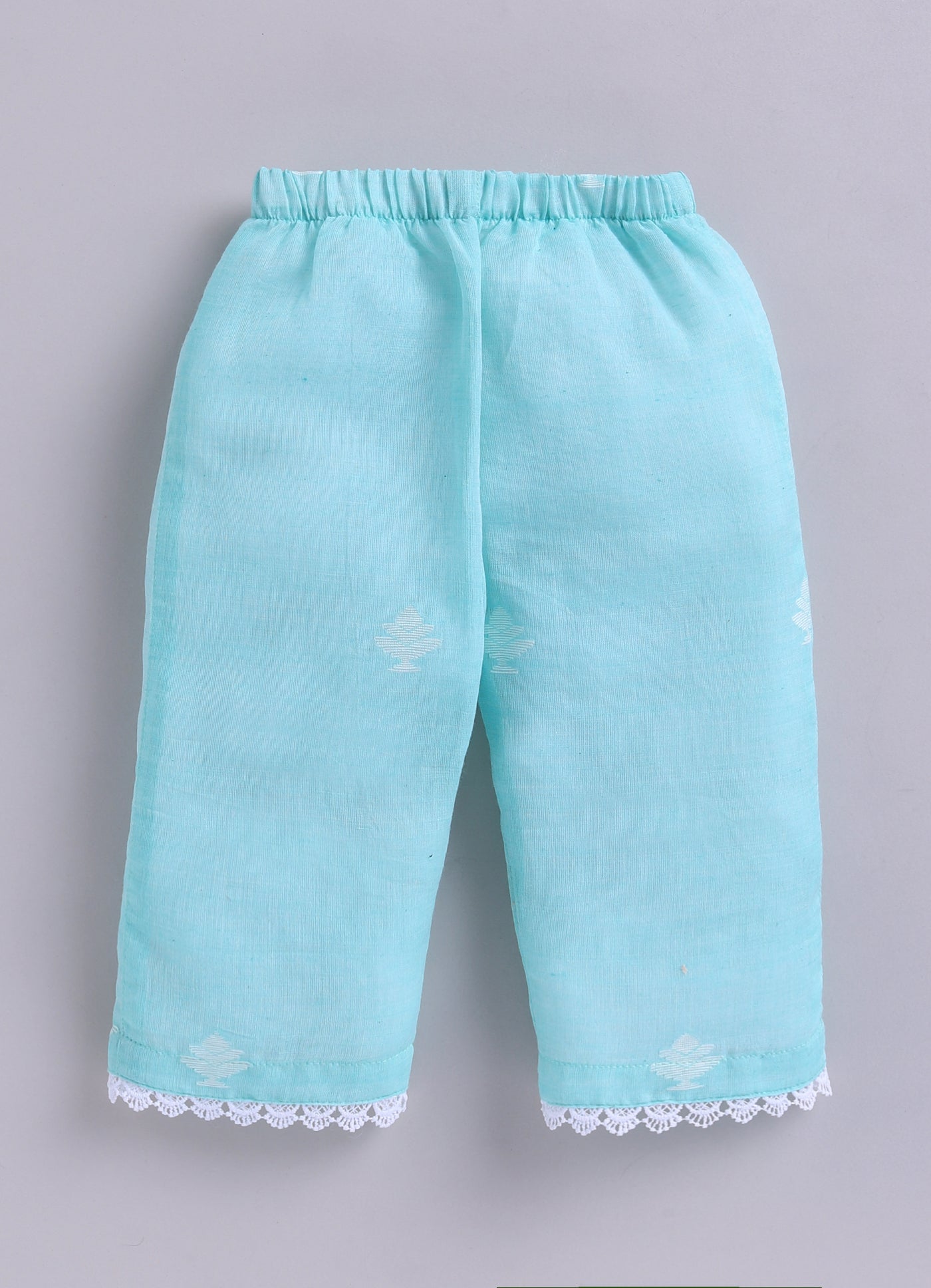 KIDS HANLOOM JAMDANI CO-ORD SET- MINT GREEN