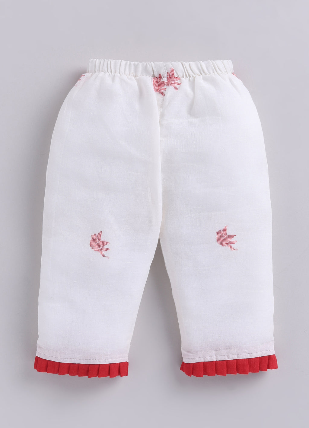 KIDS HANDLOOM JAMDANI CO-ORD SET- RED & WHITE