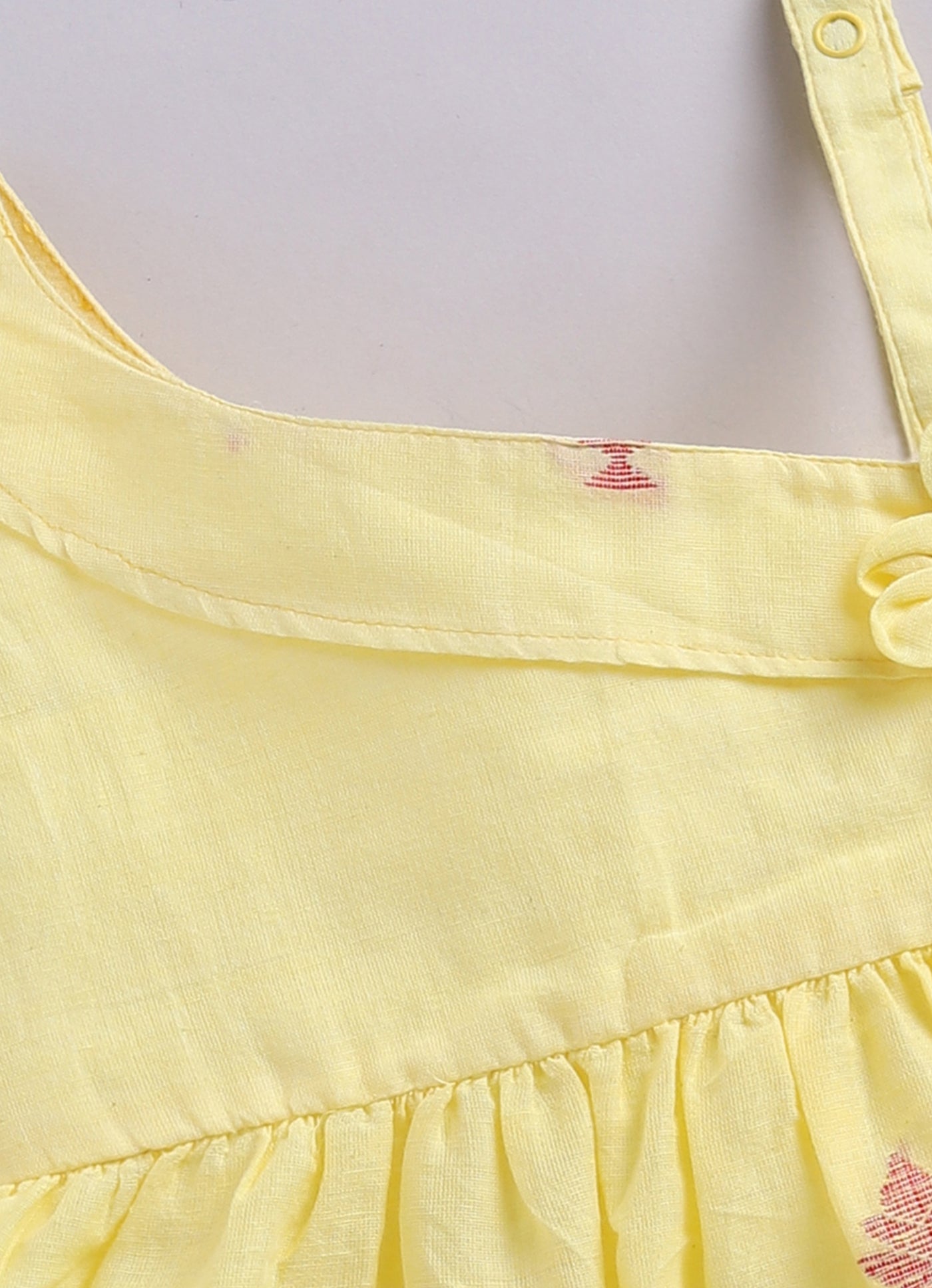 COTTON HANDLOOM JAMDANI BABY DRESS- YELLOW