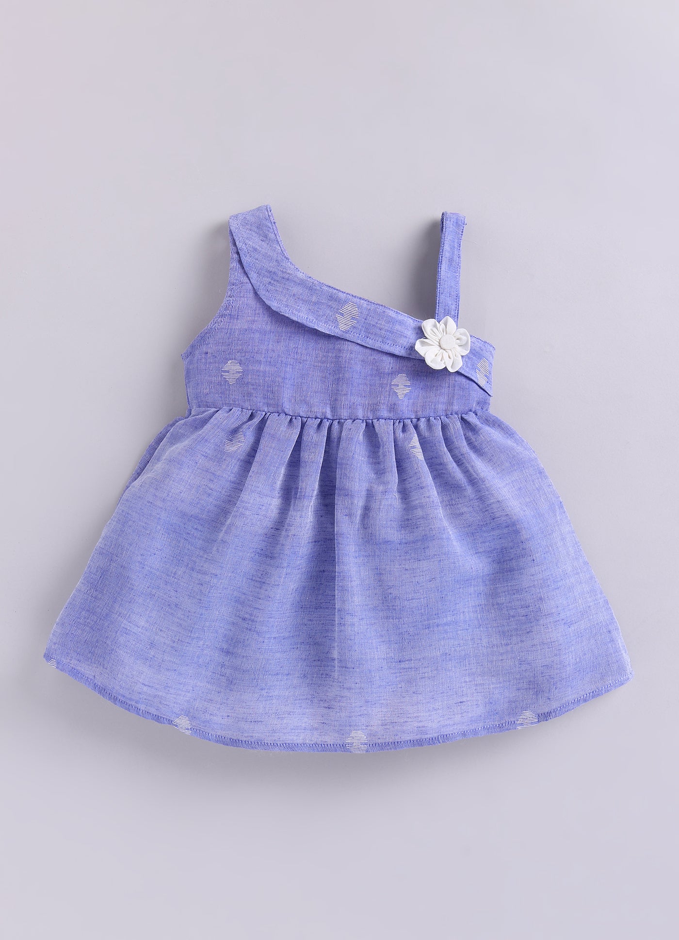 KIDS HANDLOOM JAMDANI FROCK- BLUE