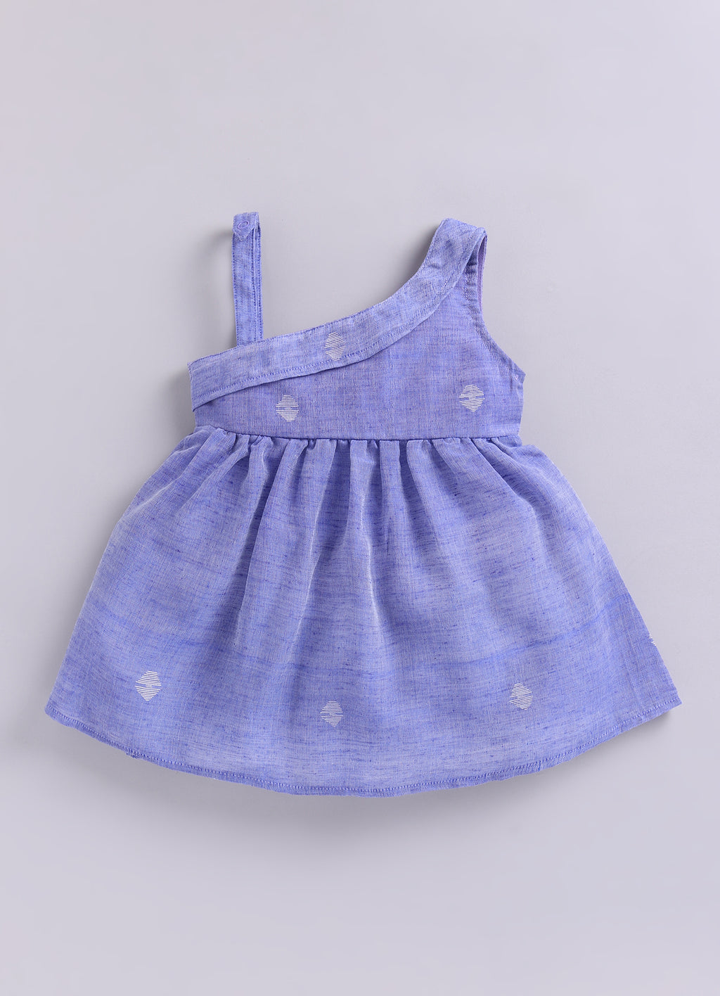 KIDS HANDLOOM JAMDANI FROCK- BLUE