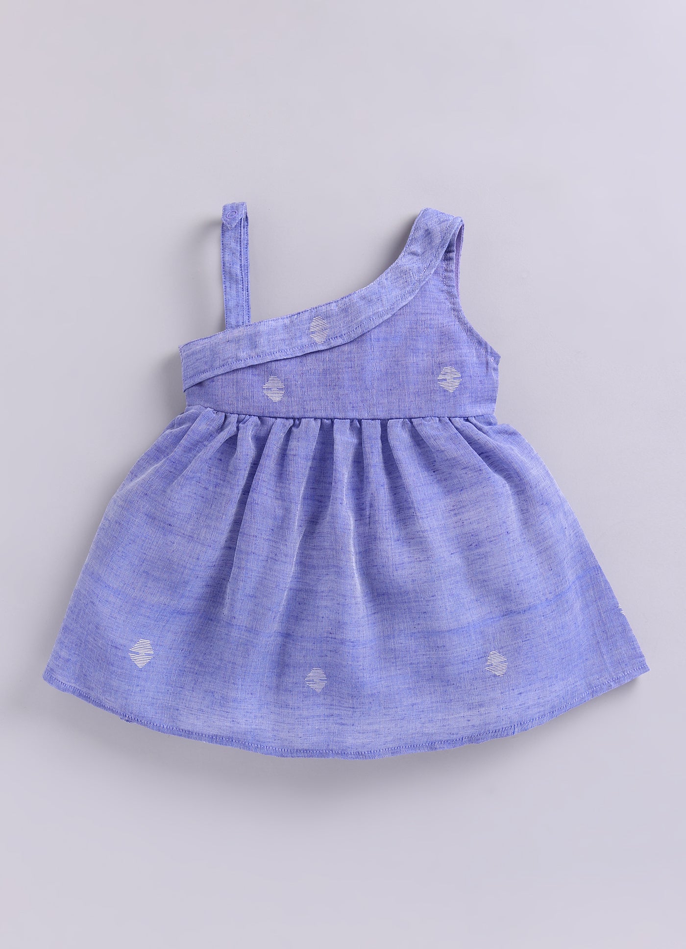 KIDS HANDLOOM JAMDANI FROCK- BLUE