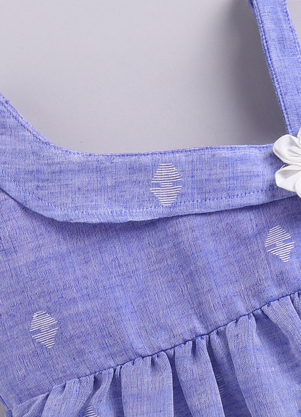 KIDS HANDLOOM JAMDANI FROCK- BLUE