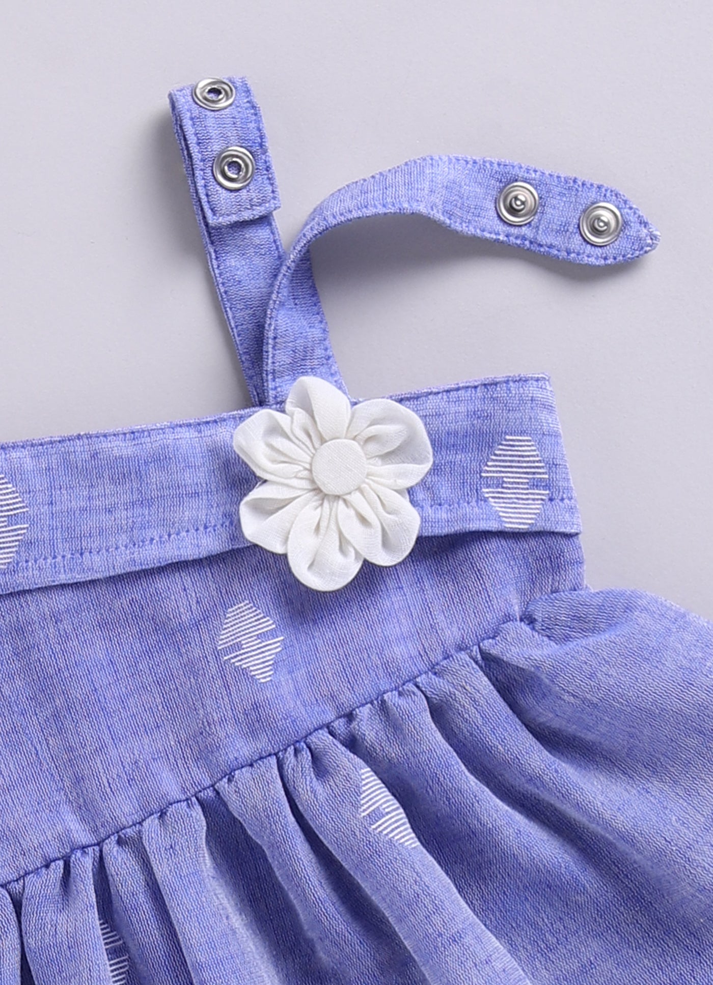KIDS HANDLOOM JAMDANI FROCK- BLUE