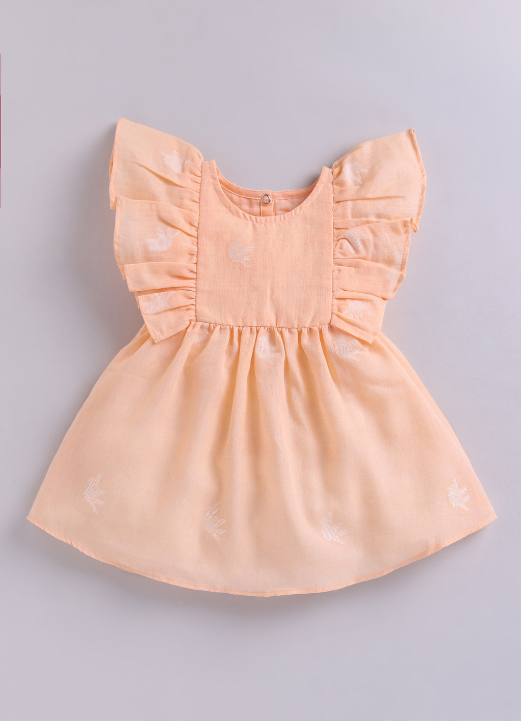 KIDS JAMDANI FLARE DRESS- CREAM