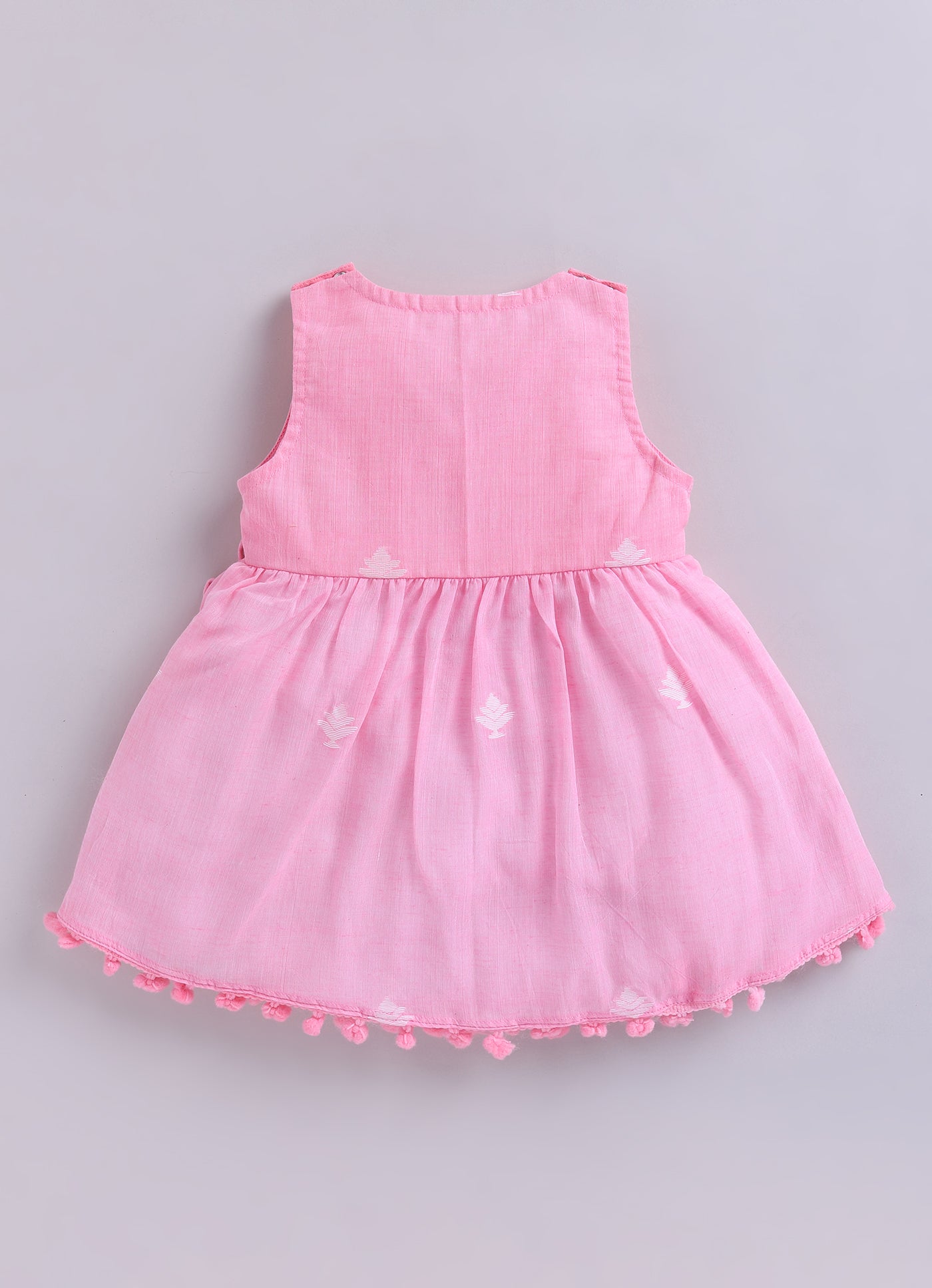 KIDS HANDLOOM JAMDANI FLARE DRESS- PINK