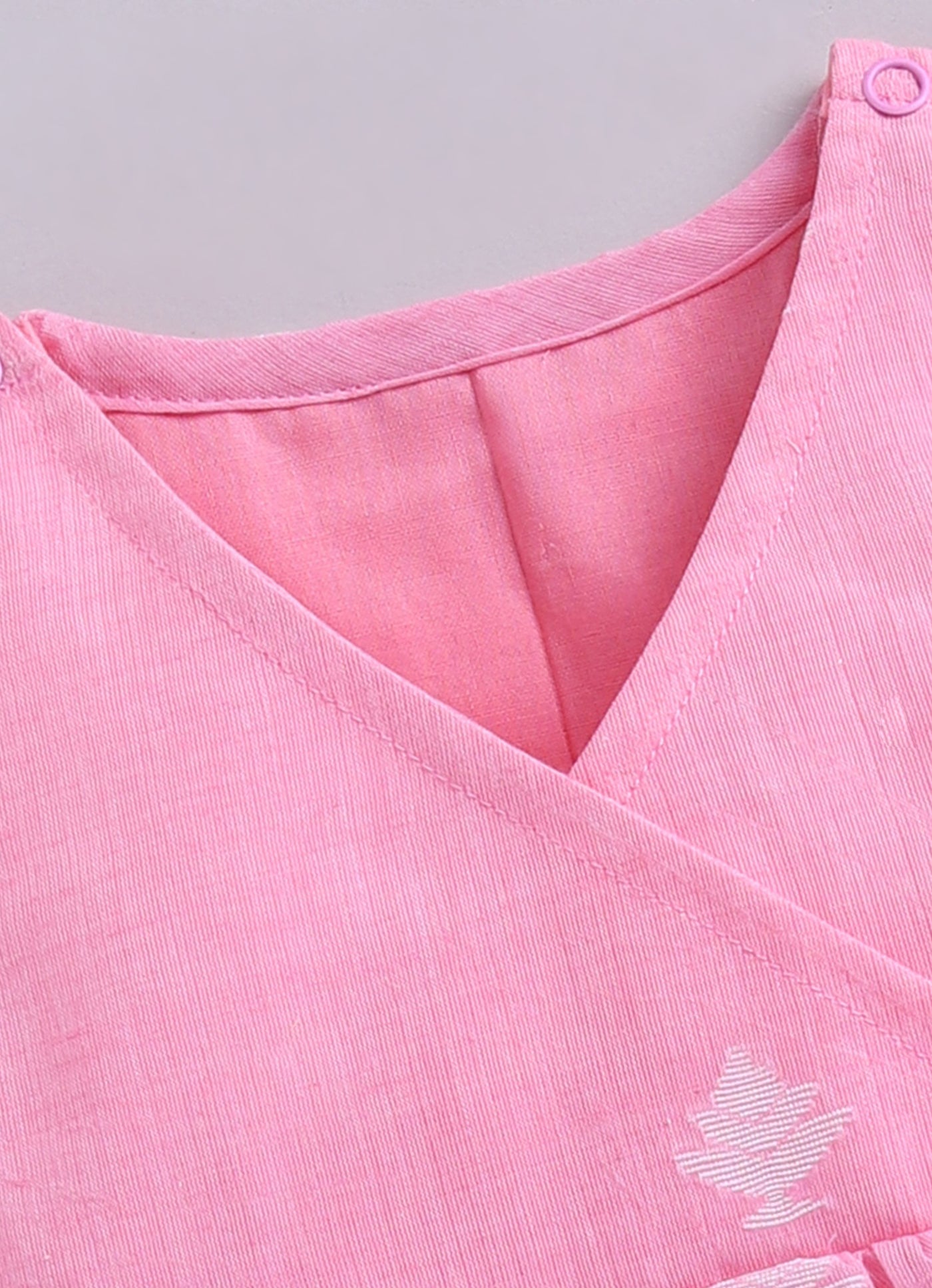 KIDS HANDLOOM JAMDANI FLARE DRESS- PINK