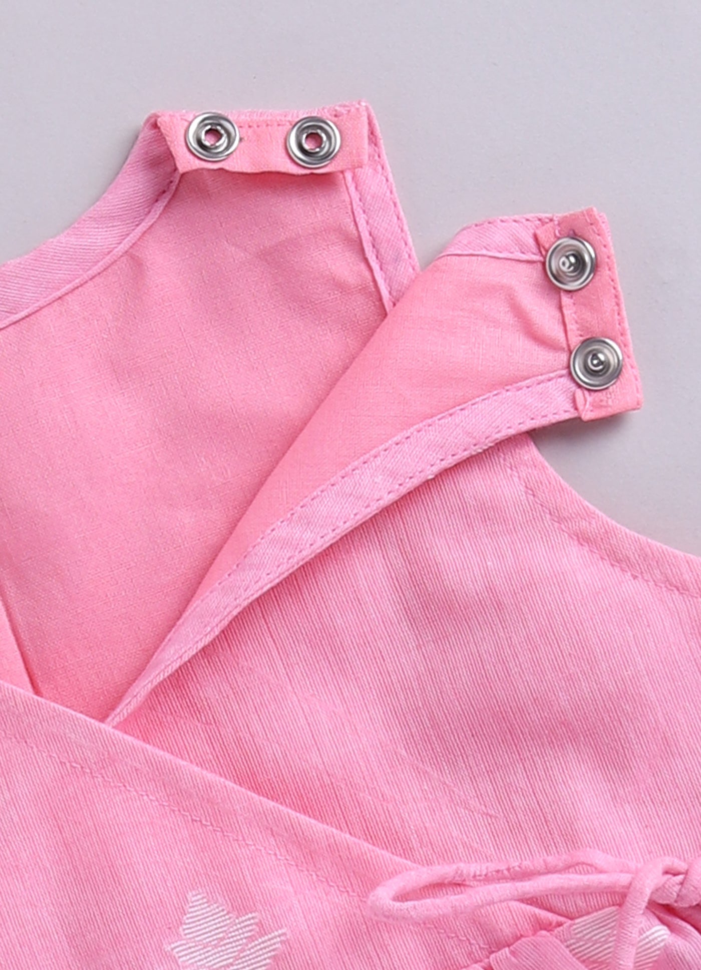 KIDS HANDLOOM JAMDANI FLARE DRESS- PINK
