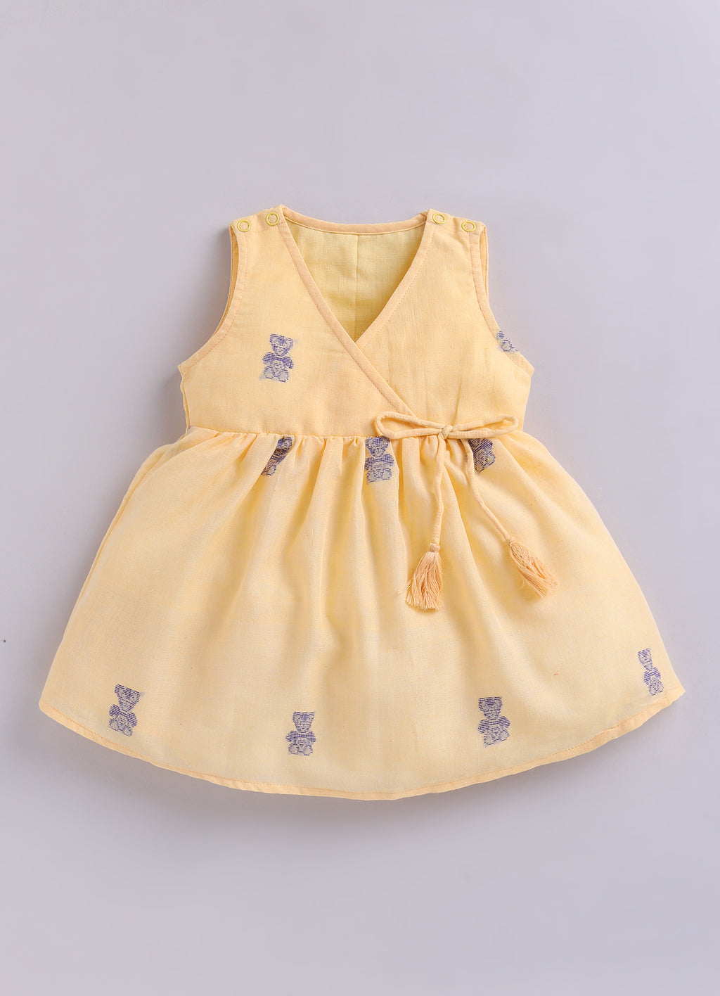 KIDS HANDLOOM JAMDANI FLARE DRESS- CREAM