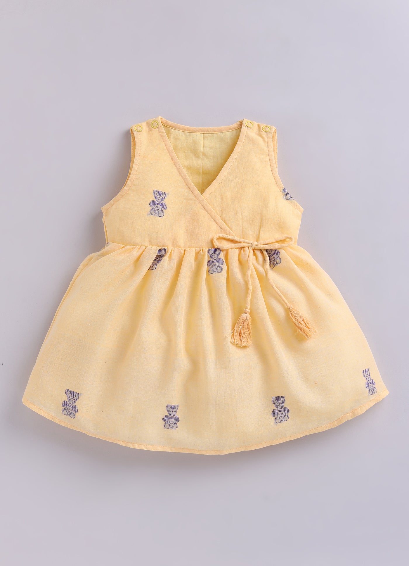 KIDS HANDLOOM JAMDANI FLARE DRESS- CREAM
