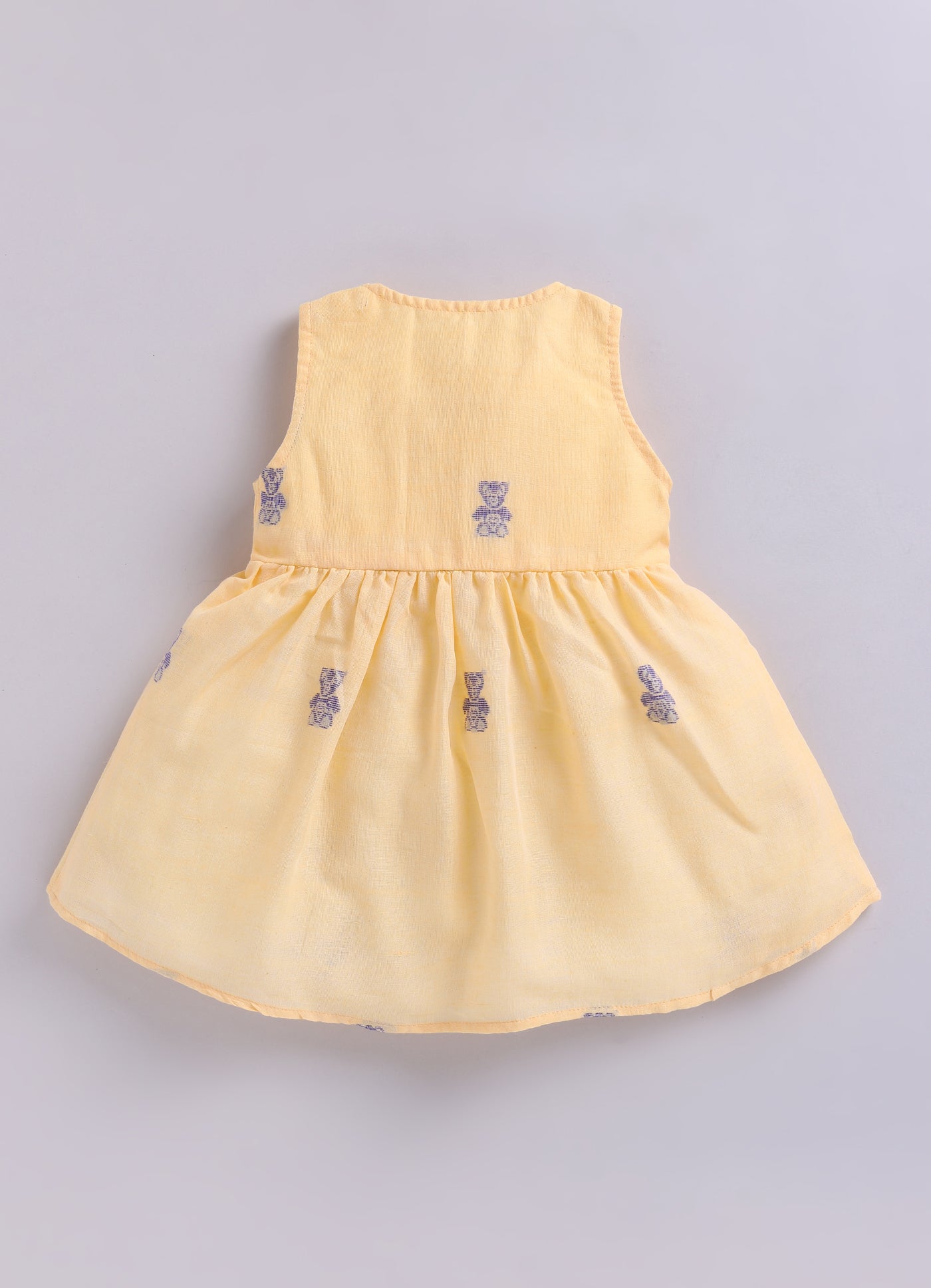 KIDS HANDLOOM JAMDANI FLARE DRESS- CREAM