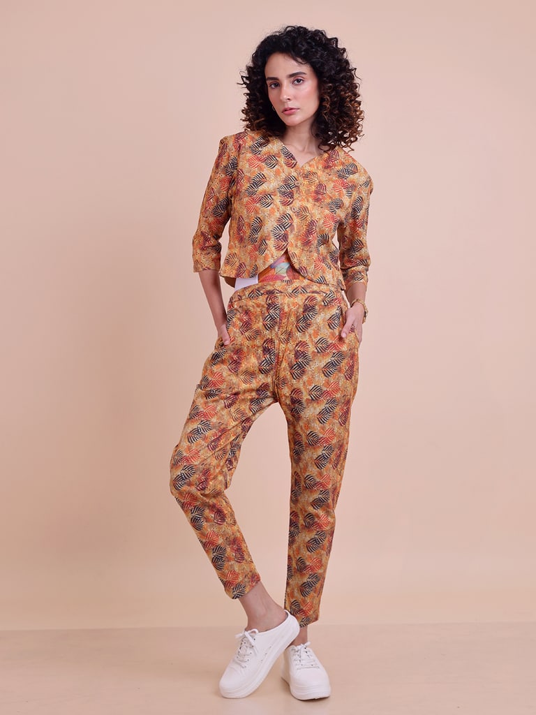 BLOUSON WOMEN COTTON DIGITAL PRINTED SHRUG SET