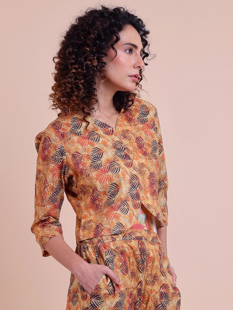 Blouson Women Cotton Hakoba Digital Printed Shrug Set