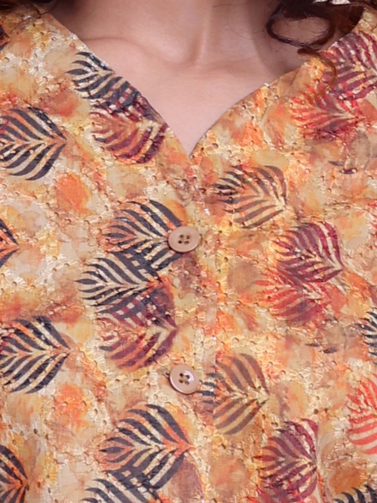 Blouson Women Cotton Hakoba Digital Printed Shrug Set