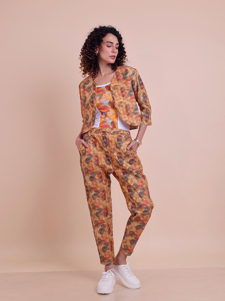 Blouson Women Cotton Hakoba Digital Printed Shrug Set