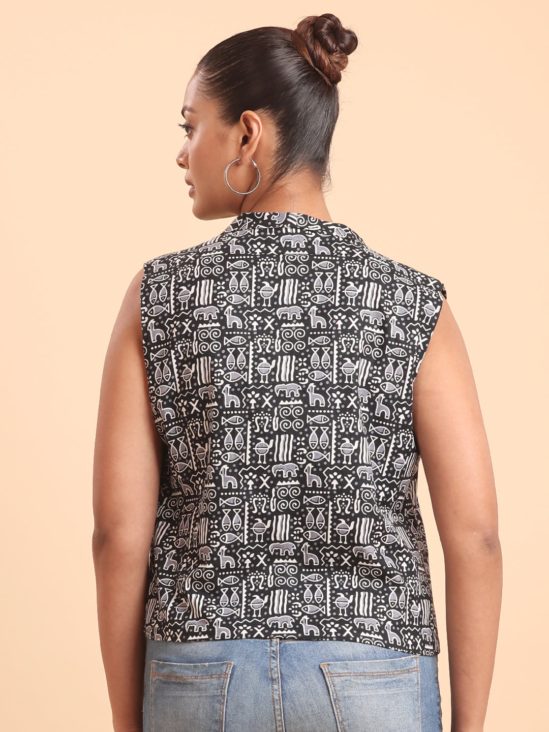 BLOUSON Printed Cotton Vest- Kala Rekha