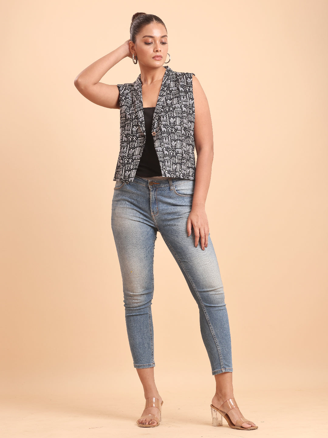 BLOUSON Printed Cotton Vest- Kala Rekha