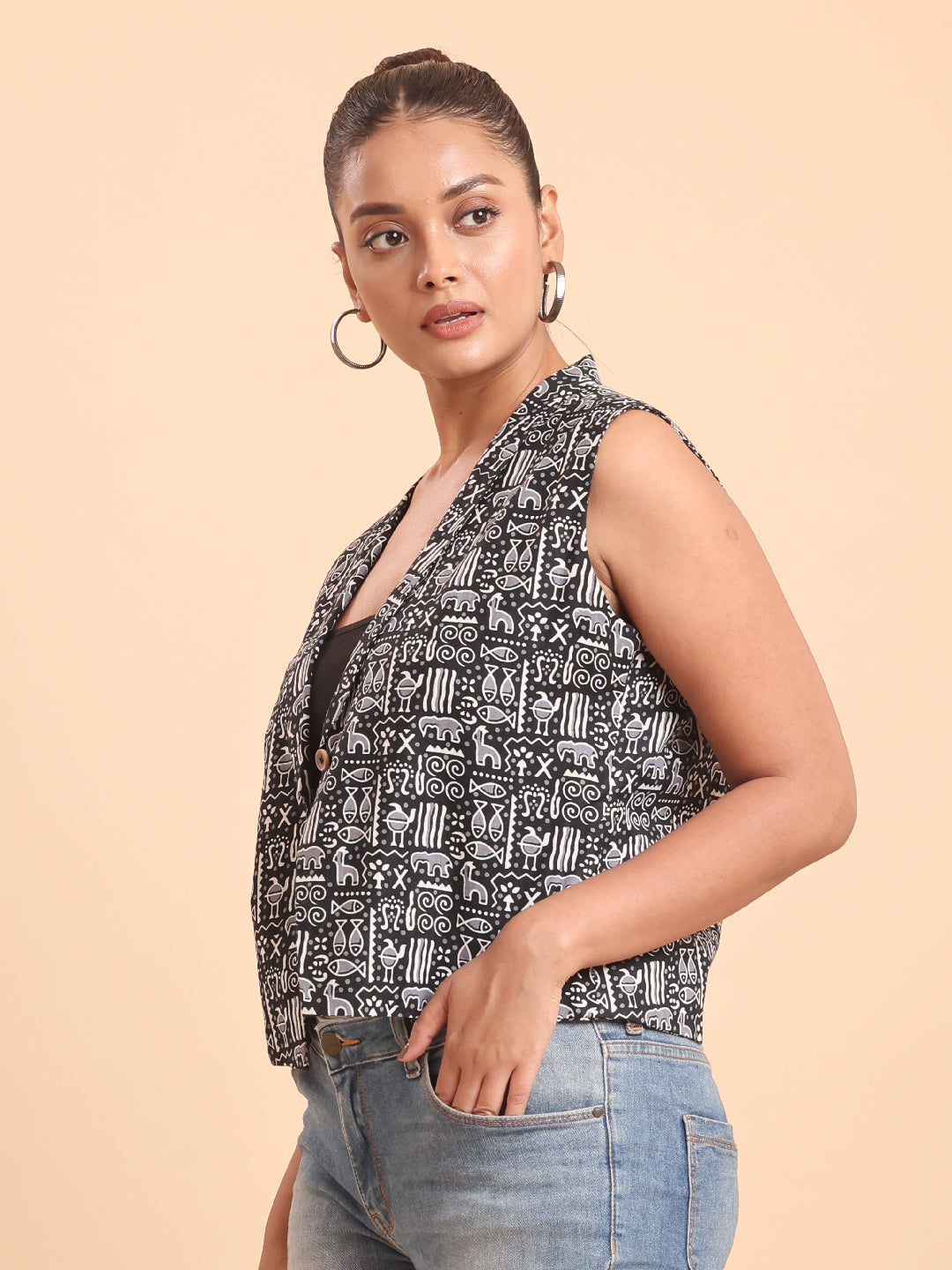 BLOUSON Printed Cotton Vest- Kala Rekha