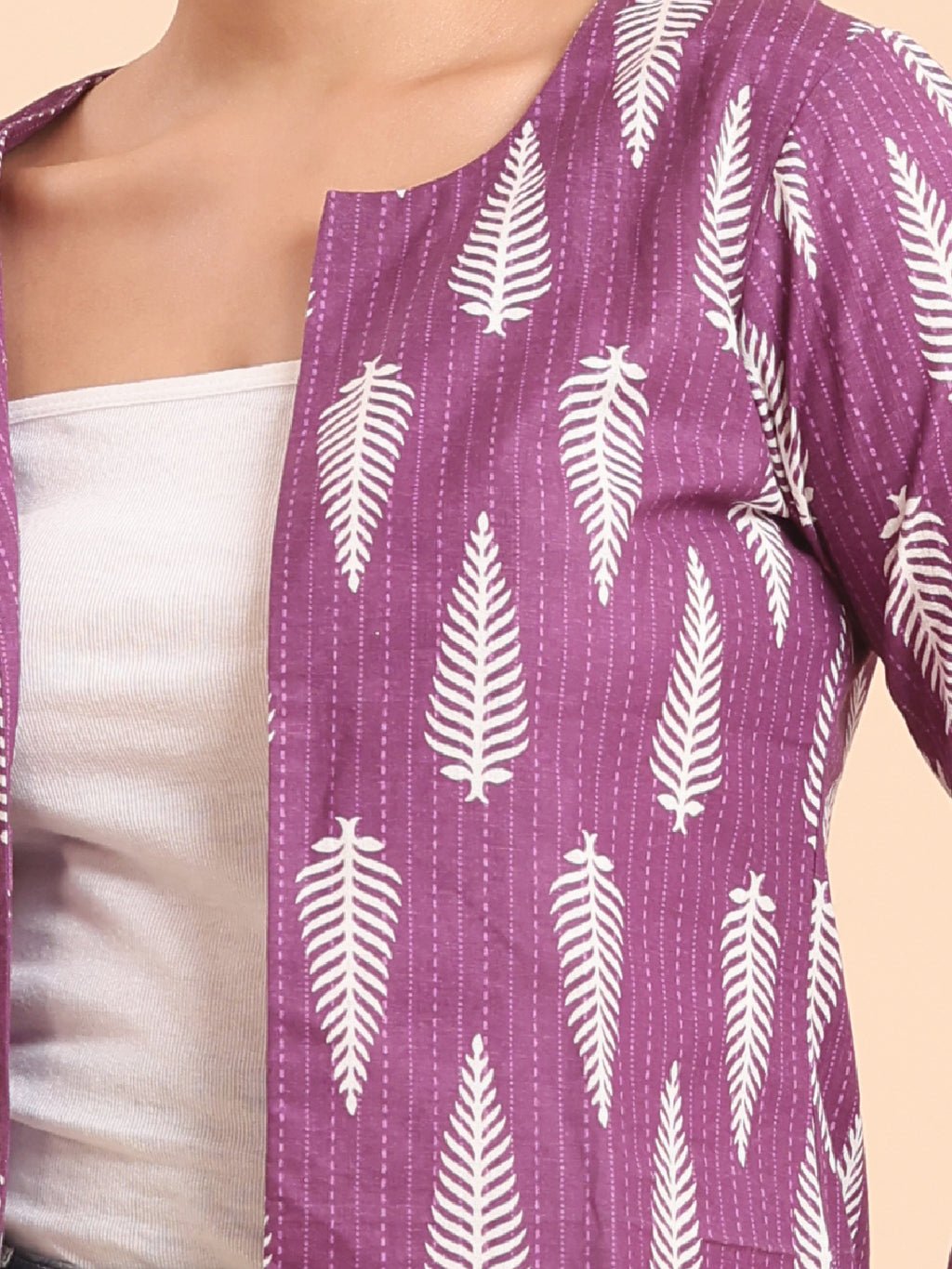 BLOUSON PRINTED VIOLET COTTON SHRUG