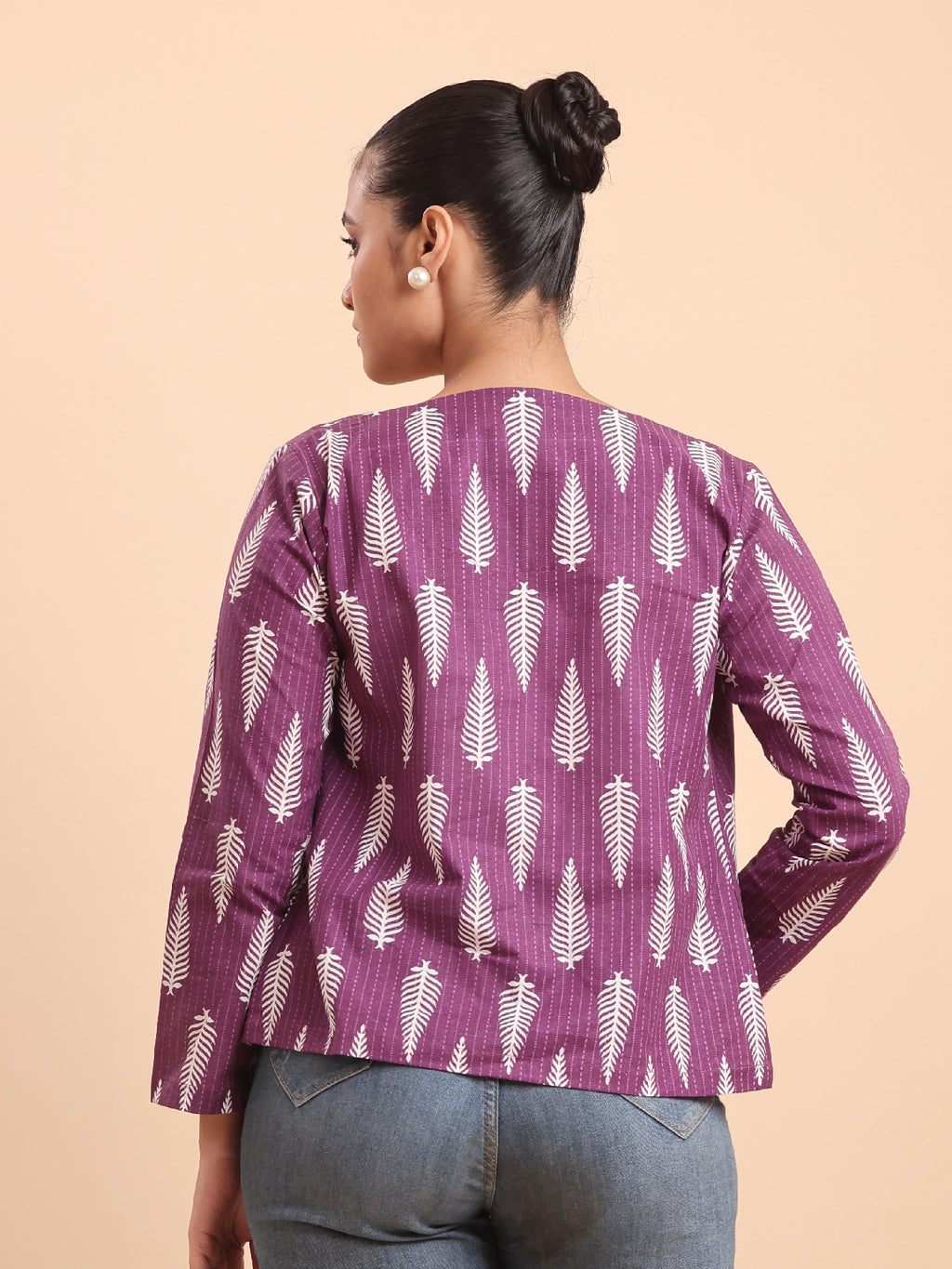 BLOUSON PRINTED VIOLET COTTON SHRUG