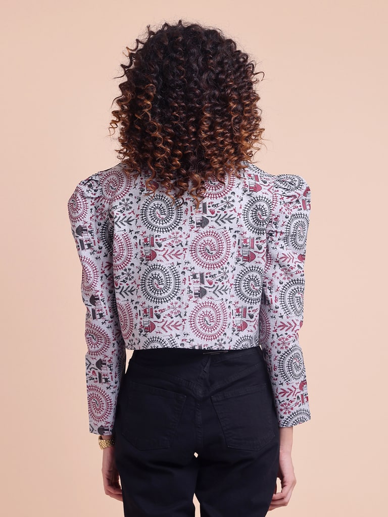 BLOUSON WOMEN COTTON WARLI PRINTED SHRUG