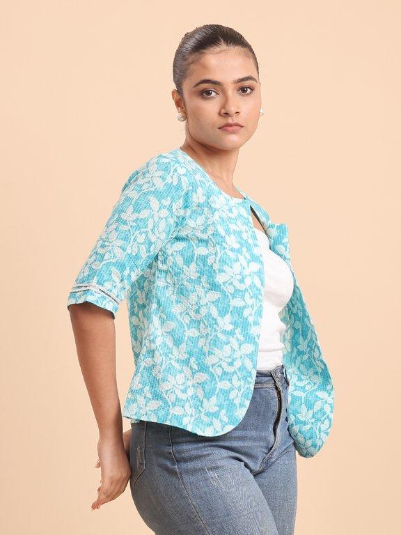 BLOUSON SKY BLUE PRINTED JACKET