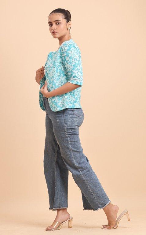 BLOUSON SKY BLUE PRINTED JACKET