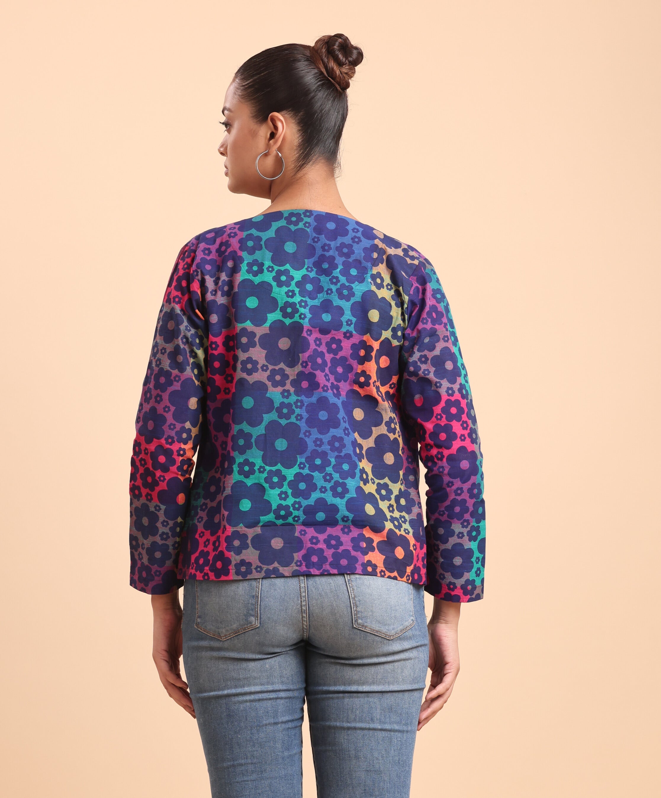 BLOUSON'S COTTON PRINTED INDIGO SHRUG