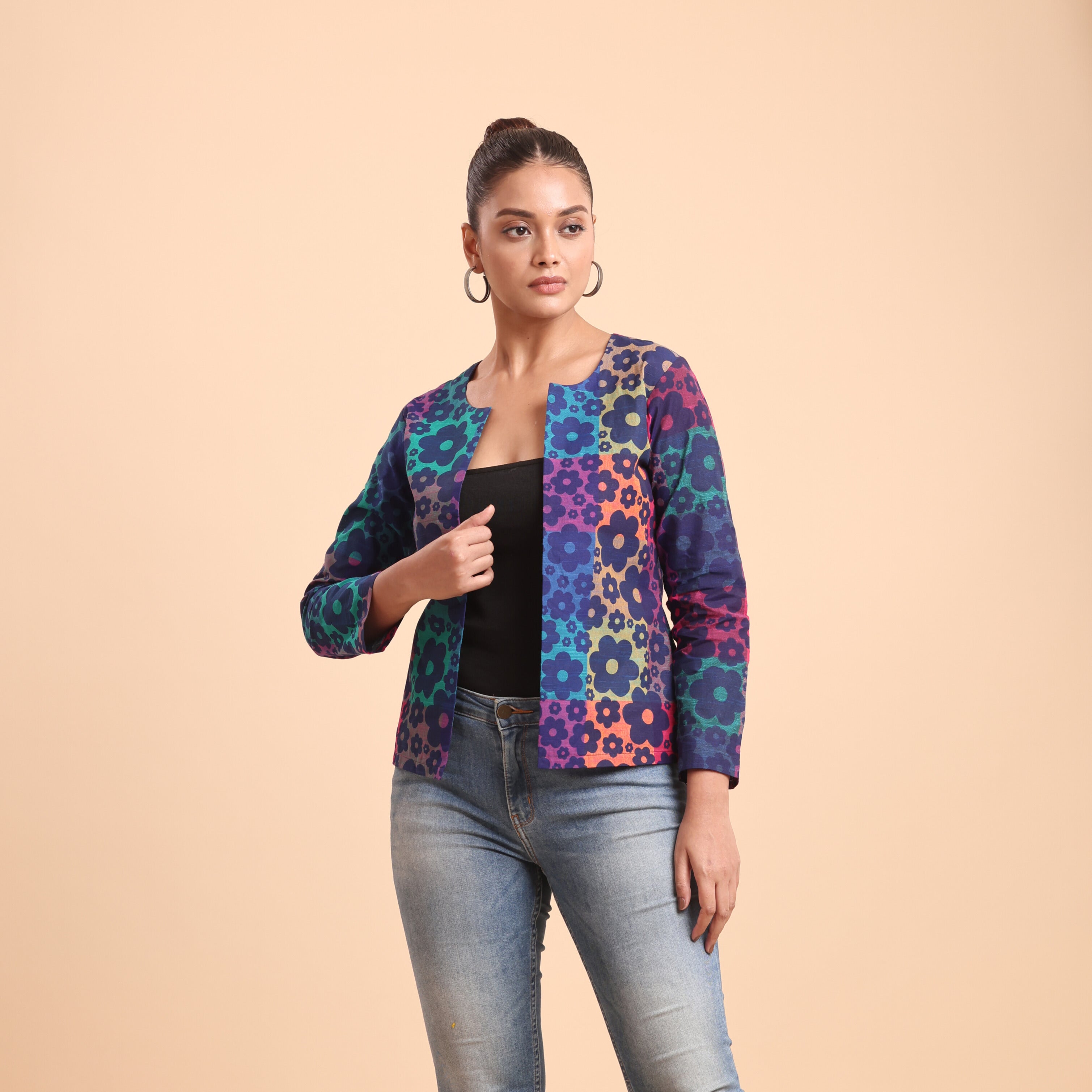 BLOUSON'S COTTON PRINTED INDIGO SHRUG