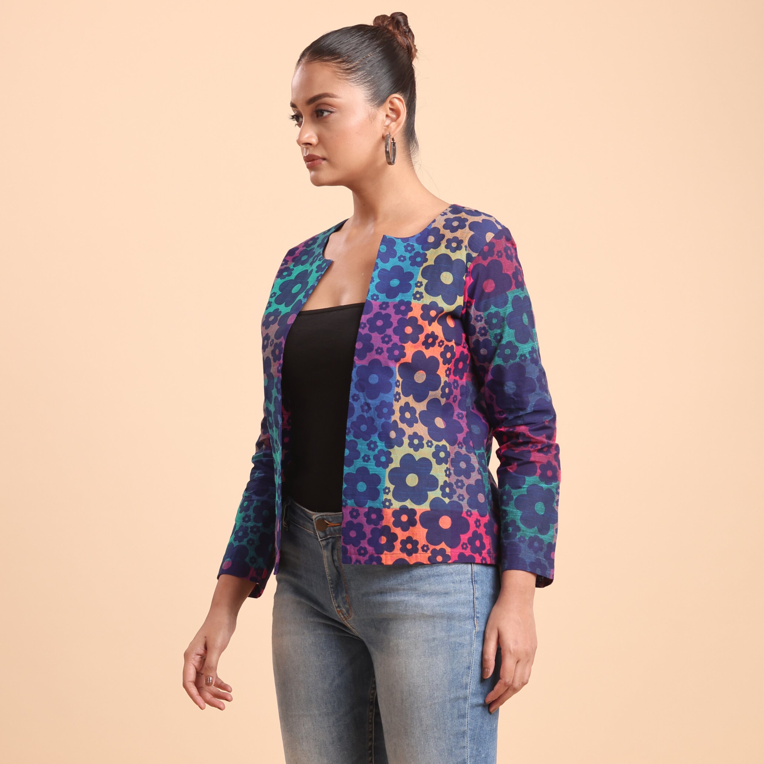BLOUSON'S COTTON PRINTED INDIGO SHRUG