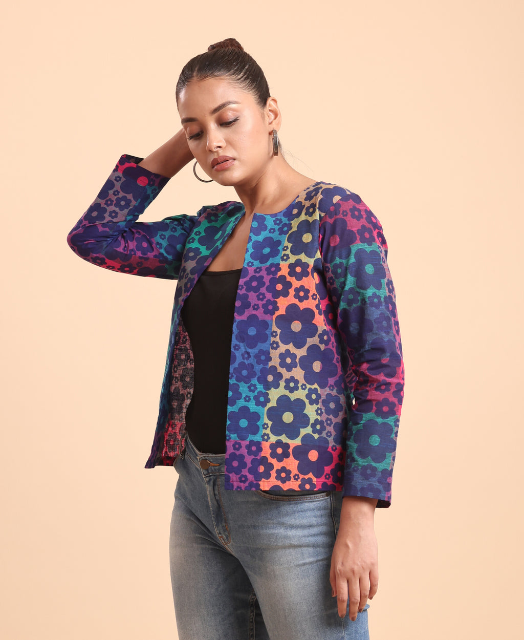 BLOUSON'S COTTON PRINTED INDIGO SHRUG