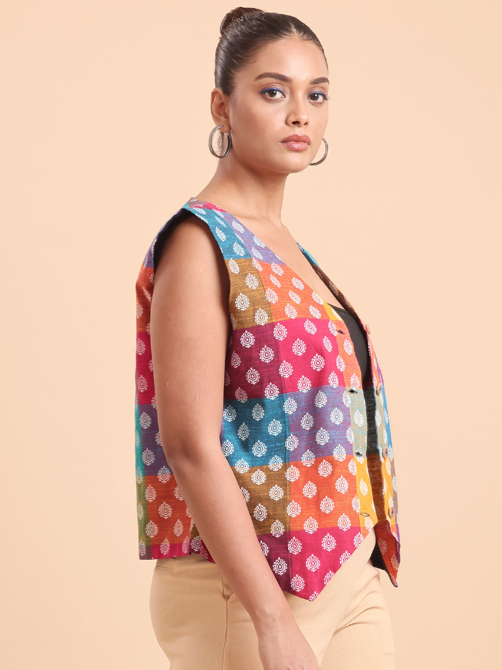 BLOUSON's COTTON PRINTED MULTICOLOURED VEST