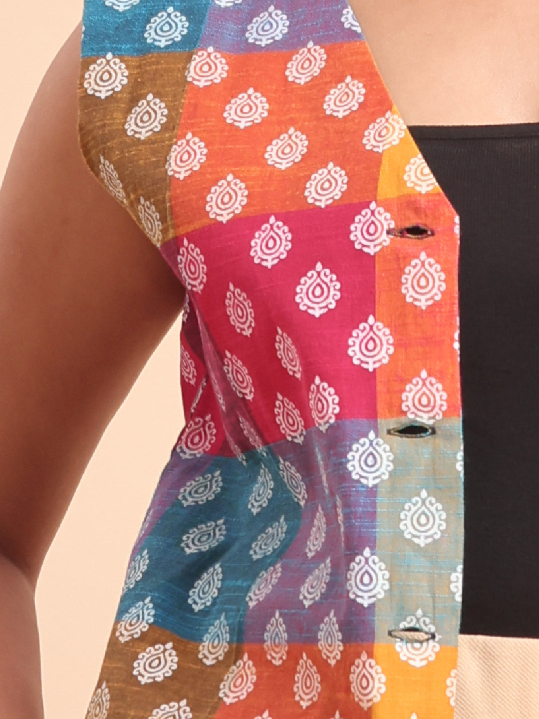 BLOUSON's COTTON PRINTED MULTICOLOURED VEST